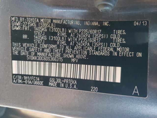 Photo 10 from auction – 2013 TOYOTA SIENNA LE with VIN 5TDKK3DC6DS366315