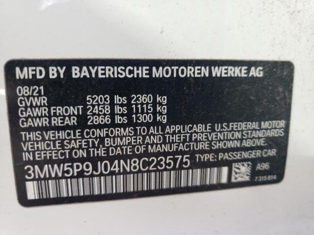 Photo 10 from auction – 2022 BMW 330XE with VIN 3MW5P9J04N8C23575