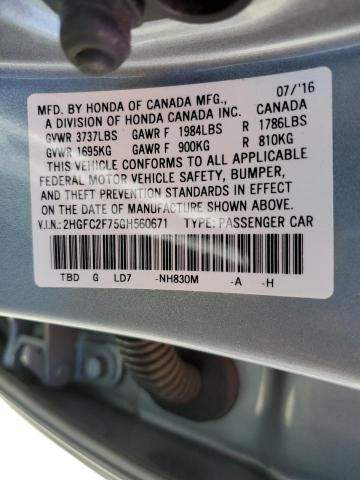 Photo 10 from auction – 2016 HONDA CIVIC EX with VIN 2HGFC2F75GH560671