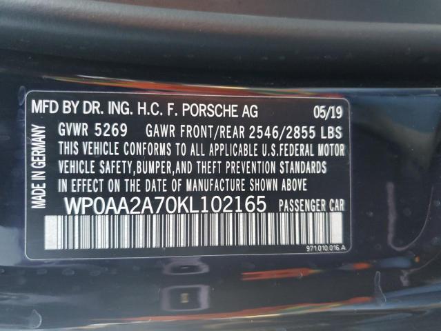 Photo 10 from auction – 2019 PORSCHE PANAMERA B with VIN WP0AA2A70KL102165
