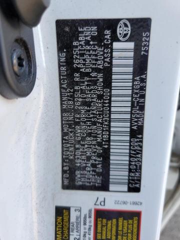Photo 10 from auction – 2012 TOYOTA CAMRY HYBR with VIN 4T1BD1FK3CU044000