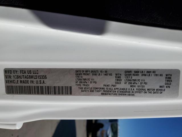 Photo 10 from auction – 2021 JEEP GLADIATOR with VIN 1C6HJTAG8ML515336