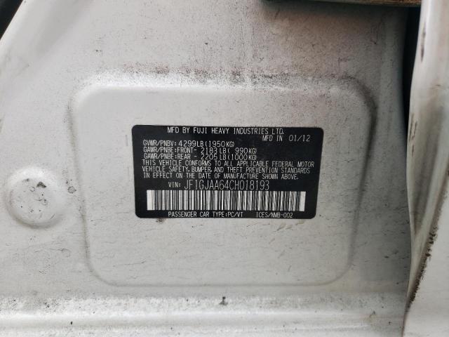 Photo 10 from auction – 2012 SUBARU IMPREZA with VIN JF1GJAA64CH018193