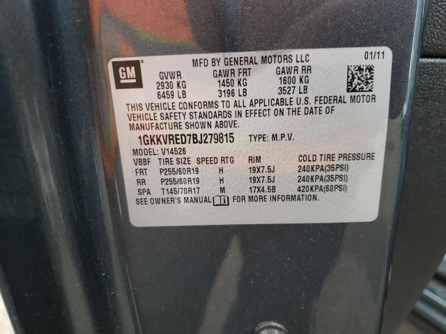 Photo 10 from auction – 2011 GMC ACADIA SLT with VIN 1GKKVRED7BJ279815