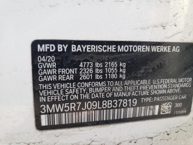 Photo 10 from auction – 2020 BMW 330XI with VIN 3MW5R7J09L8B37819
