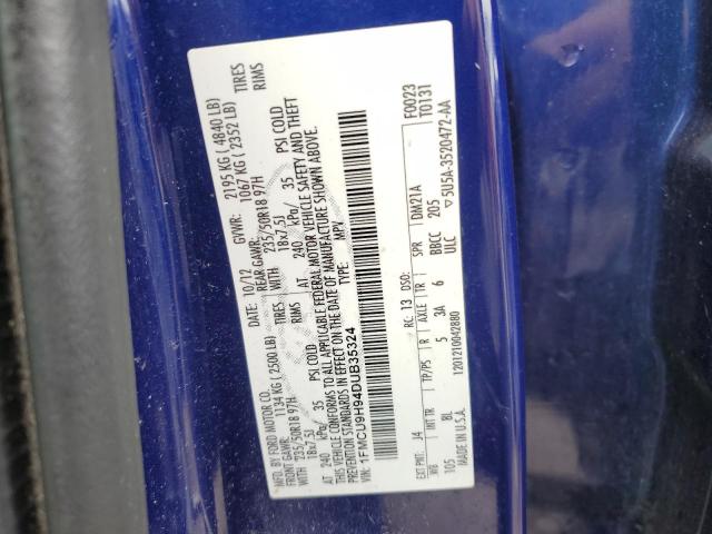 Photo 10 from auction – 2013 FORD ESCAPE SEL with VIN 1FMCU9H94DUB35324