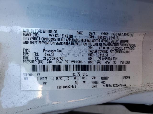 Photo 10 from auction – 2012 FORD FOCUS SE with VIN 1FAHP3K25CL177490