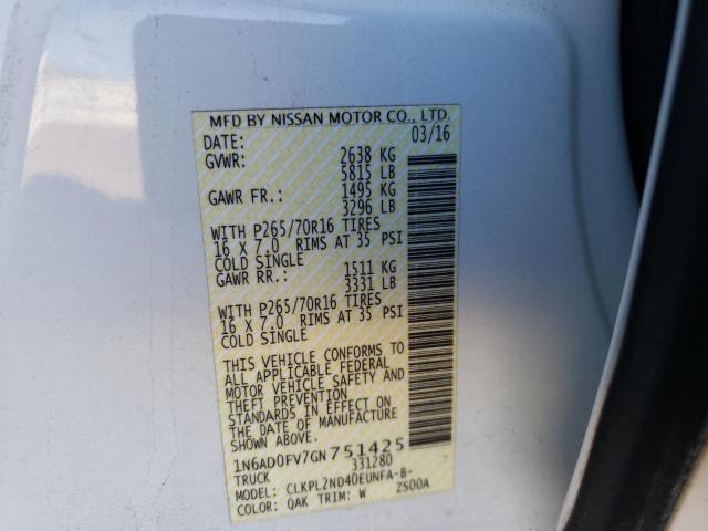 Photo 10 from auction – 2016 NISSAN FRONTIER S with VIN 1N6AD0FV7GN751425