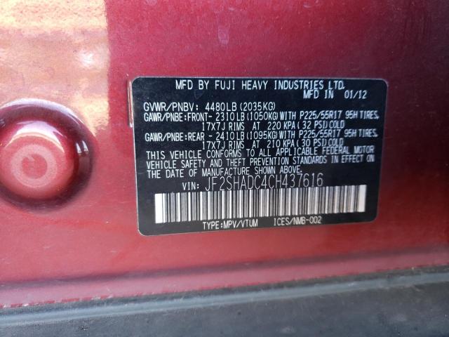 Photo 10 from auction – 2012 SUBARU FORESTER 2 with VIN JF2SHADC4CH437616