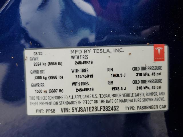 Photo 10 from auction – 2020 TESLA MODEL S with VIN 5YJSA1E28LF382452