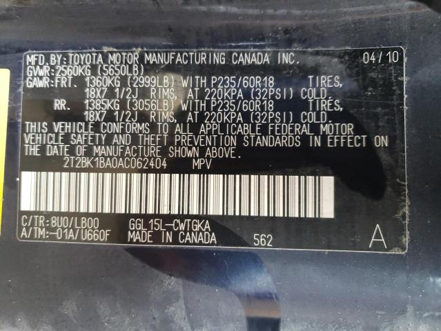 Photo 10 from auction – 2010 LEXUS RX 350 with VIN 2T2BK1BA0AC062404