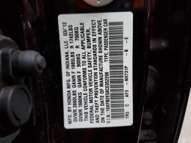 Photo 10 from auction – 2012 HONDA CIVIC LX with VIN 19XFB2E58CE052296