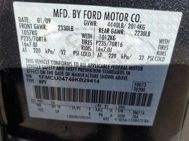 Photo 10 from auction – 2009 FORD ESCAPE LIM with VIN 1FMCU04749KB29414