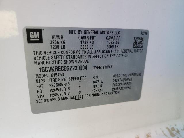 Photo 10 from auction – 2016 CHEVROLET SILVERADO with VIN 1GCVKREC6GZ230994