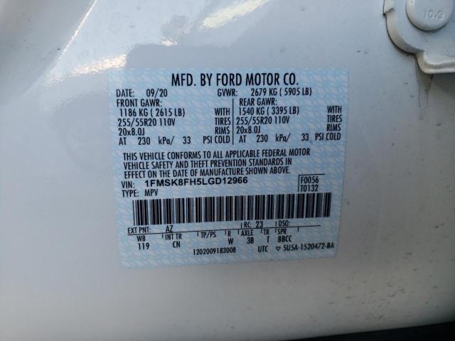 Zdjęcie 10 z aukcji – 2020 FORD EXPLORER L z VIN 1FMSK8FH5LGD12966
