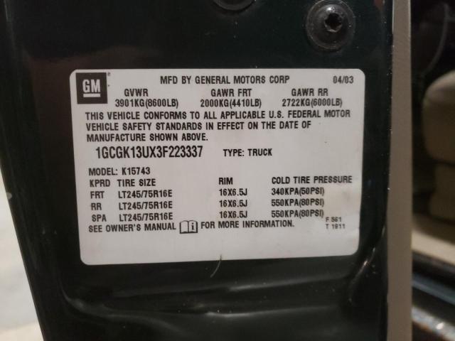 Photo 10 from auction – 2003 CHEVROLET SILVERADO with VIN 1GCGK13UX3F223337