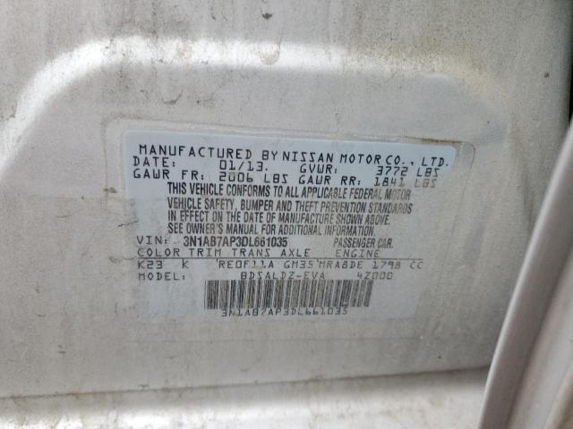 Photo 10 from auction – 2013 NISSAN SENTRA S with VIN 3N1AB7AP3DL661035