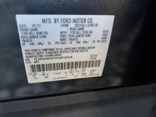 Photo 10 from auction – 2016 FORD EXPLORER X with VIN 1FM5K8D87GGB14704