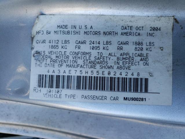 Photo 10 from auction – 2005 MITSUBISHI ECLIPSE SP with VIN 4A3AE75H55E024248