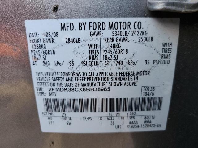 Photo 10 from auction – 2008 FORD EDGE SEL with VIN 2FMDK38CX8BB38985