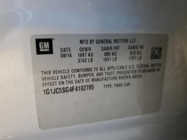 Photo 10 from auction – 2015 CHEVROLET SONIC LT with VIN 1G1JC5SG4F4102785