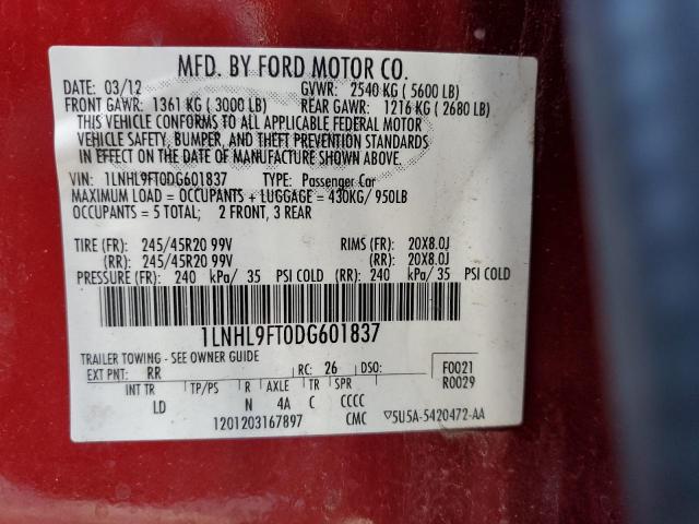 Photo 10 from auction – 2013 LINCOLN MKS with VIN 1LNHL9FT0DG601837