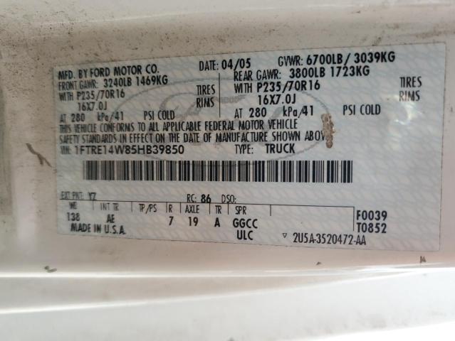 Photo 10 from auction – 2005 FORD ECONOLINE with VIN 1FTRE14W85HB39850