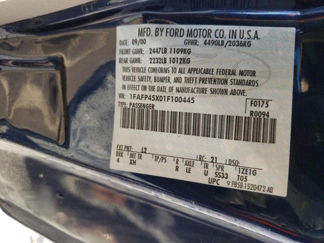 Photo 10 from auction – 2001 FORD MUSTANG GT with VIN 1FAFP45X01F100445