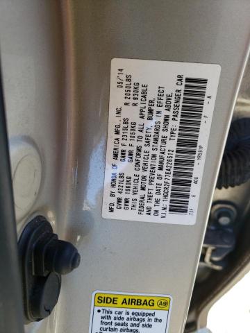 Photo 10 from auction – 2014 HONDA ACCORD EX with VIN 1HGCR2F77EA226512