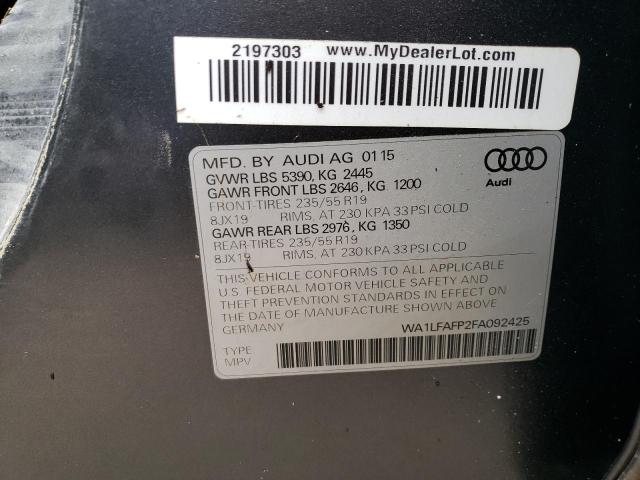 Photo 10 from auction – 2015 AUDI Q5 PREMIUM with VIN WA1LFAFP2FA092425