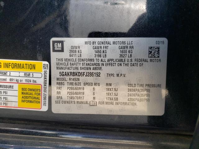Photo 10 from auction – 2015 BUICK ENCLAVE with VIN 5GAKRBKD6FJ286192