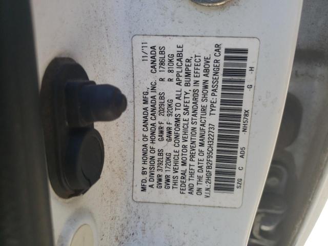 Photo 10 from auction – 2012 HONDA CIVIC EXL with VIN 2HGFB2F95CH322737