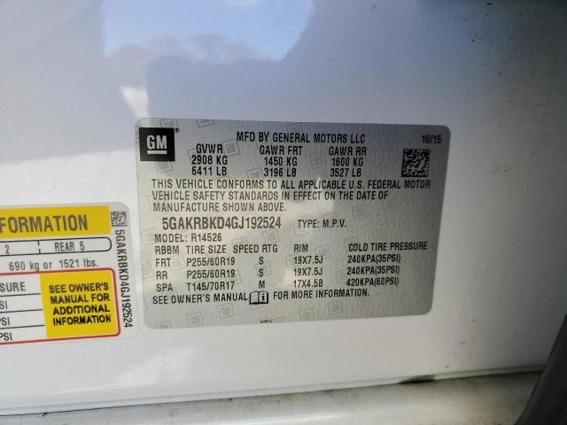 Photo 10 from auction – 2016 BUICK ENCLAVE with VIN 5GAKRBKD4GJ192524