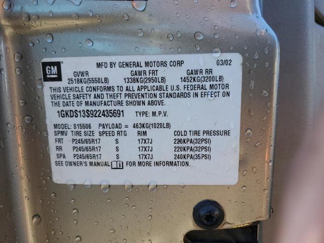 Photo 10 from auction – 2002 GMC ENVOY with VIN 1GKDS13S922435691