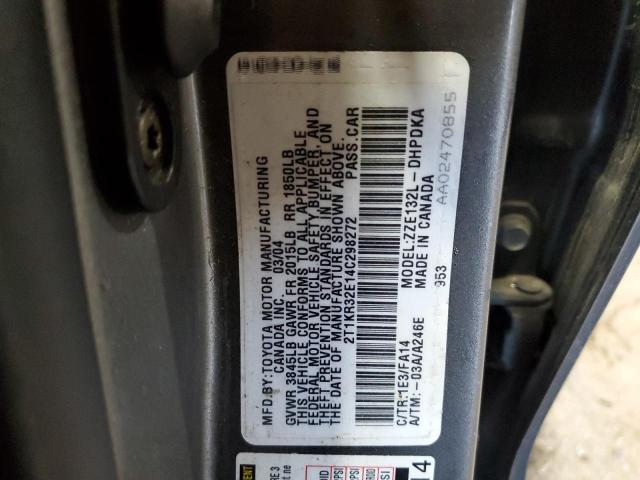 Photo 10 from auction – 2004 TOYOTA COROLLA MA with VIN 2T1KR32E14C298272