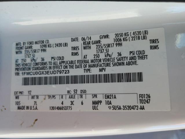 Photo 10 from auction – 2014 FORD ESCAPE SE with VIN 1FMCU0GX3EUD79723