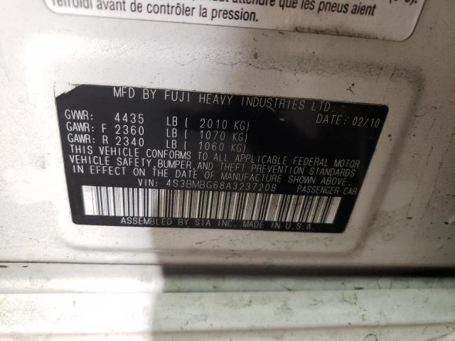 Photo 10 from auction – 2010 SUBARU LEGACY 2.5 with VIN 4S3BMBG68A3237208