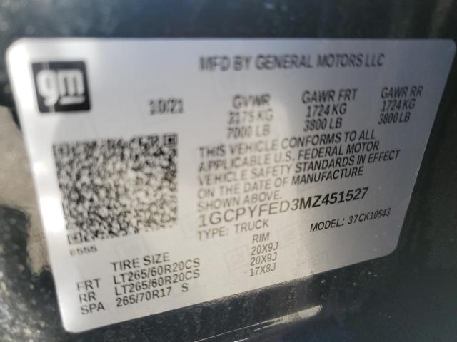 Photo 10 from auction – 2021 CHEVROLET SILVERADO with VIN 1GCPYFED3MZ451527