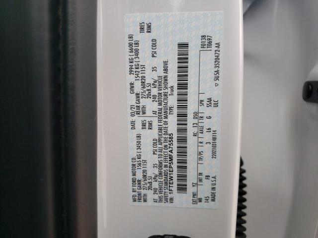 Photo 10 from auction – 2021 FORD F150 SUPER with VIN 1FTEW1EP5MFA75585