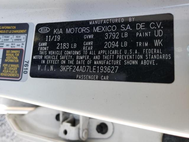 Photo 10 from auction – 2020 KIA FORTE FE with VIN 3KPF24AD7LE193627