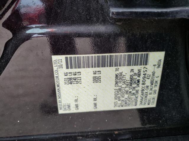 Photo 10 from auction – 2012 NISSAN MAXIMA S with VIN 1N4AA5AP8CC809457