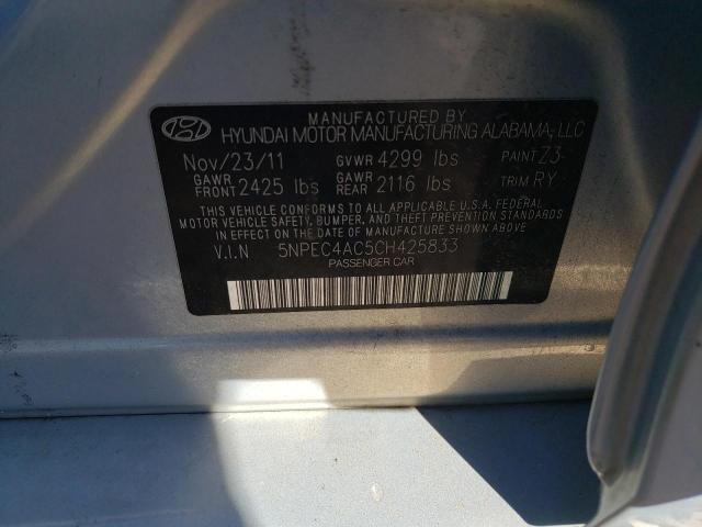 Photo 10 from auction – 2012 HYUNDAI SONATA SE with VIN 5NPEC4AC5CH425833