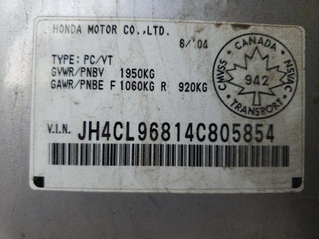 Photo 10 from auction – 2004 ACURA TSX with VIN JH4CL96814C805854