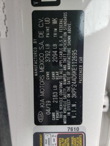 Photo 10 from auction – 2019 KIA FORTE FE with VIN 3KPF24AD6KE112695