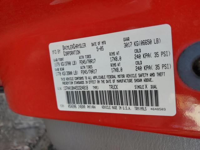 Photo 10 from auction – 2005 DODGE RAM 1500 S with VIN 1D7HA18N45S324818