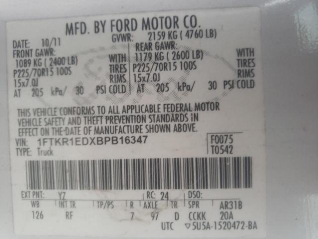 Photo 10 from auction – 2011 FORD RANGER SUP with VIN 1FTKR1EDXBPB16347