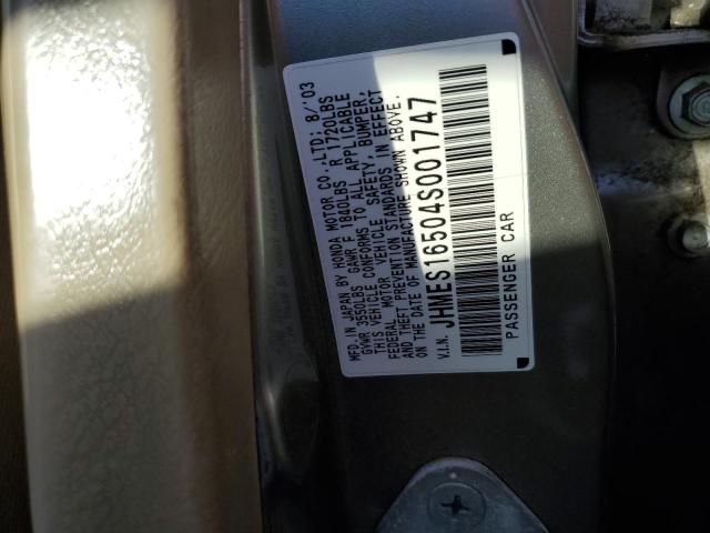 Photo 10 from auction – 2004 HONDA CIVIC LX with VIN JHMES16504S001747