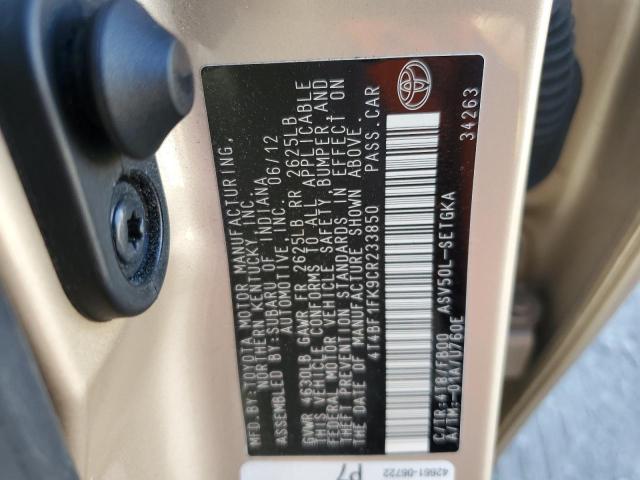Photo 10 from auction – 2012 TOYOTA CAMRY with VIN 4T4BF1FK9CR233850