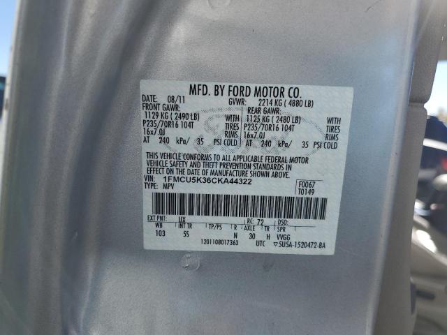 Photo 10 from auction – 2012 FORD ESCAPE HYB with VIN 1FMCU5K36CKA44322