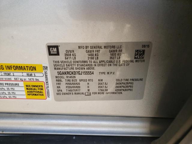 Photo 10 from auction – 2016 BUICK ENCLAVE with VIN 5GAKRCKD7GJ155554